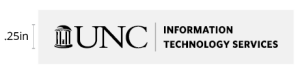 Black UNC Information Technology Services logo with .25 inches highlighting the Old Well