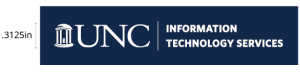 White UNC Information Technology Services logo with .3125 inches around the Old Well